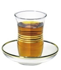 Glass Cup & Saucer for Turkish Tea